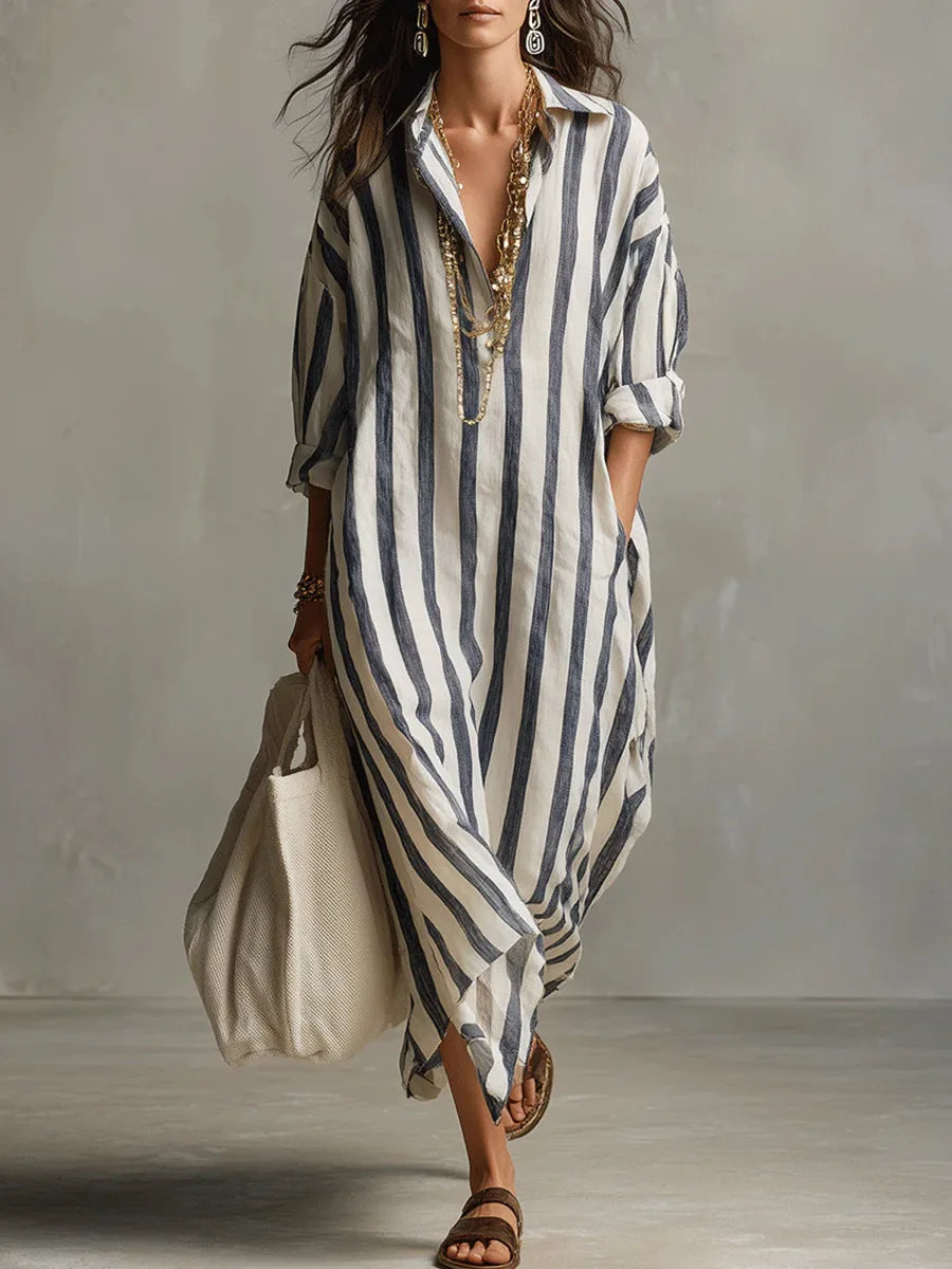 maxi dress with oversized shirt Clara Oversized Button-Up Maxi Shirt Dress by GEEGEE Taupe / S