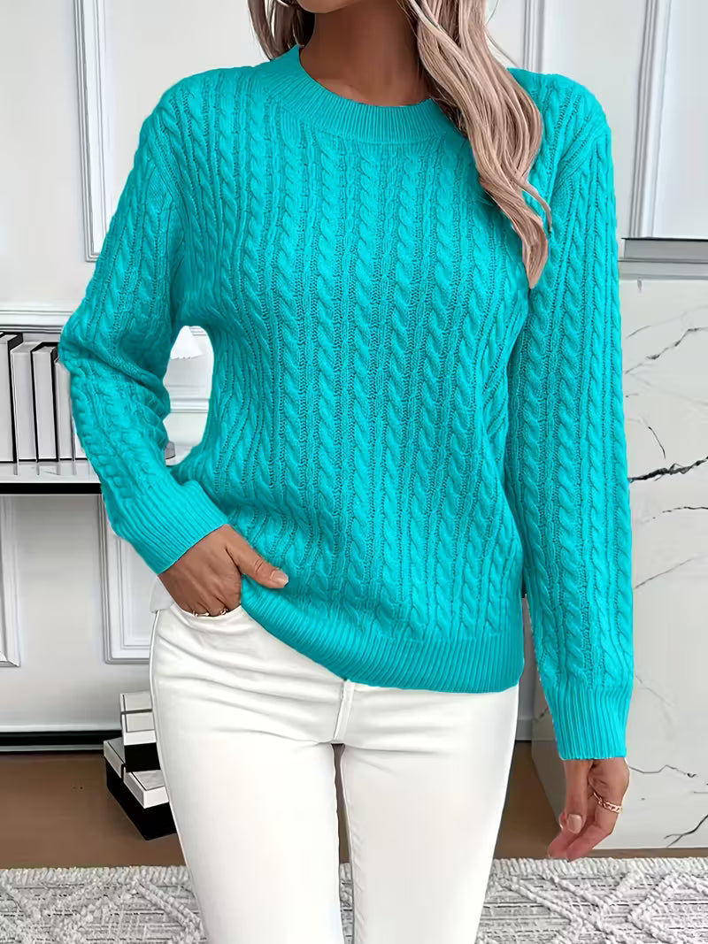 Marigold | Women's Cable Knit Crew Neck Sweater for Layering