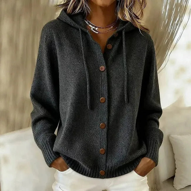 Freya | Women's Button Front Hooded Knit Cardigan Sweater