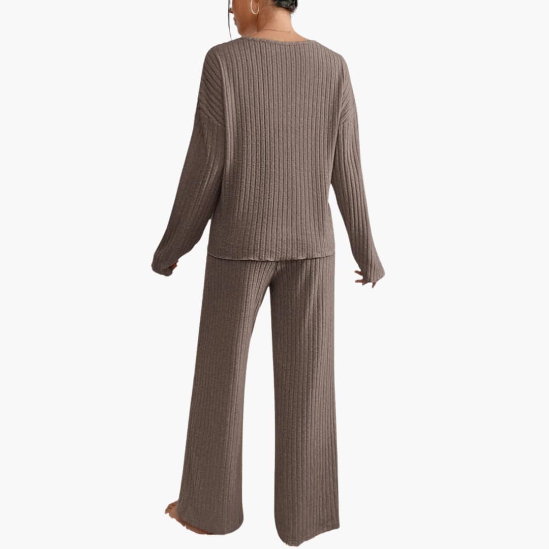 Thalia | Women's V-Neck Ribbed Knit Sweater Set