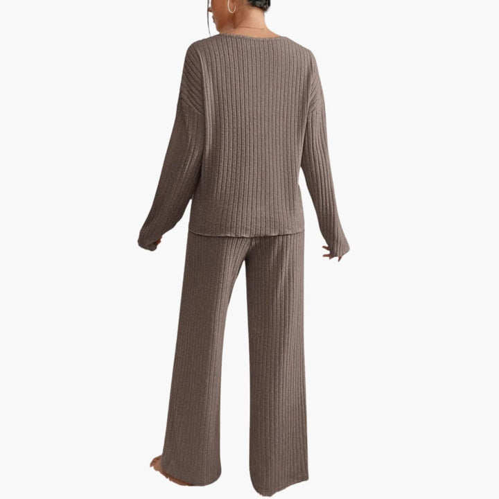 Thalia | Women's V-Neck Ribbed Knit Sweater Set
