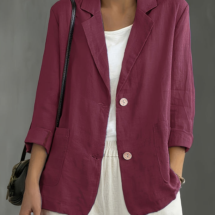 Tailored Linen Blazer with Patch Pockets for Casual Style