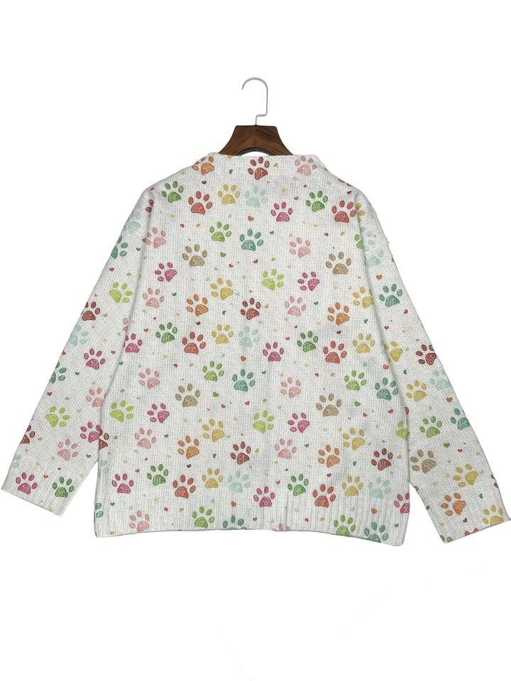 Sherry-Colourful Paw Print Cardigan