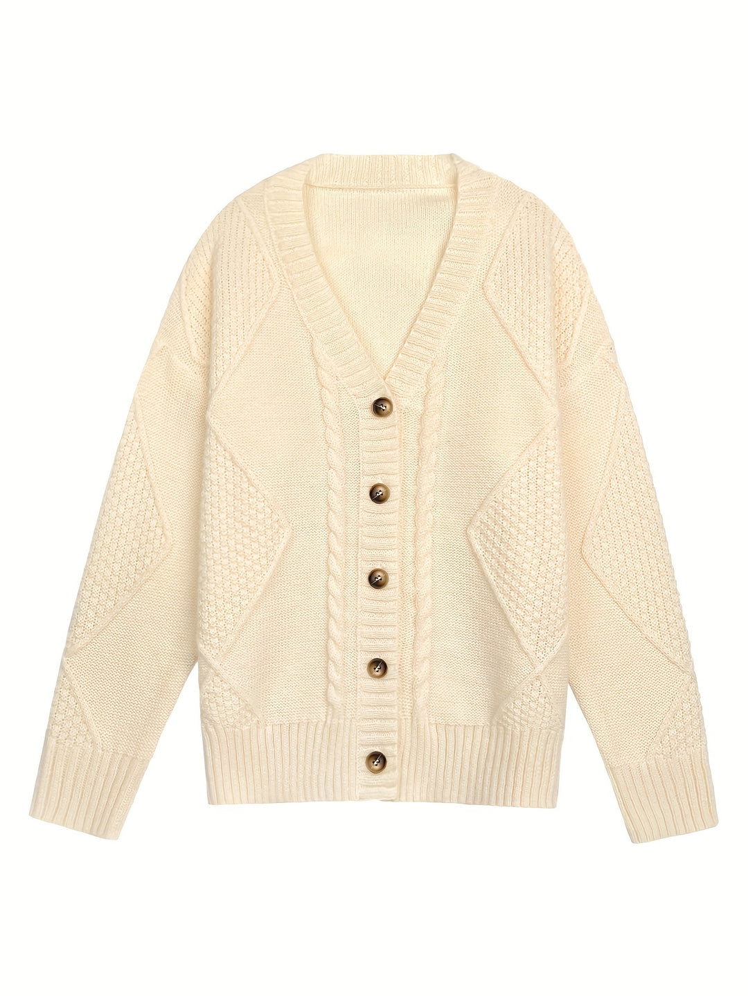 Beatrix | Women's Cable Knit Button-Front V-Neck Cardigan