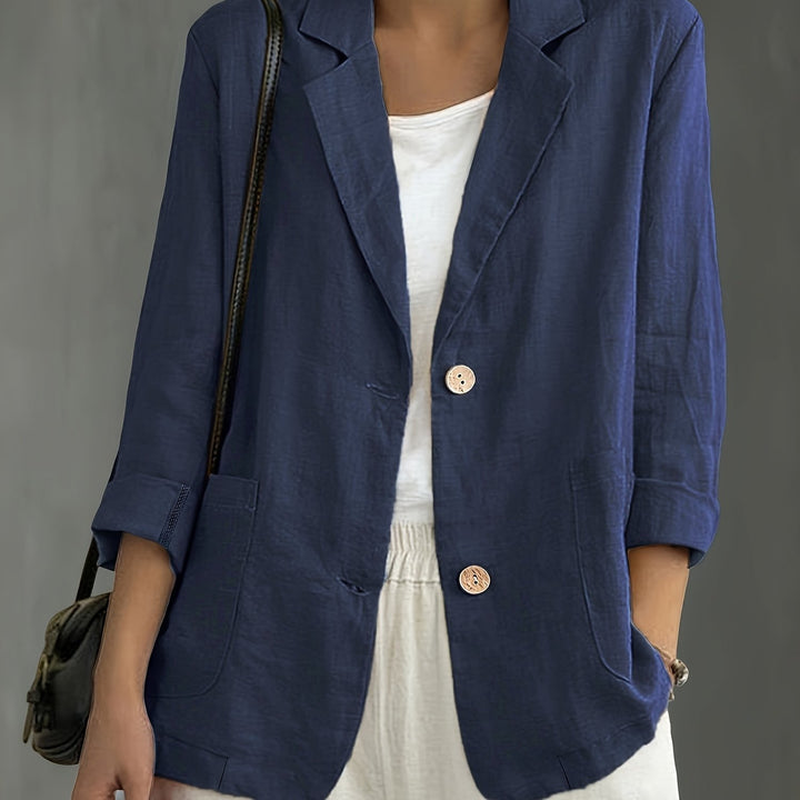 Tailored Linen Blazer with Patch Pockets for Casual Style