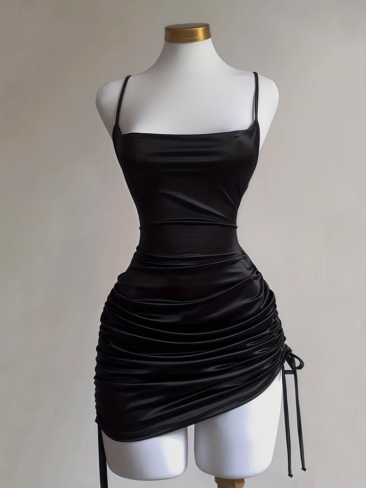 Ruched Drawstring Homecoming Mini Dress