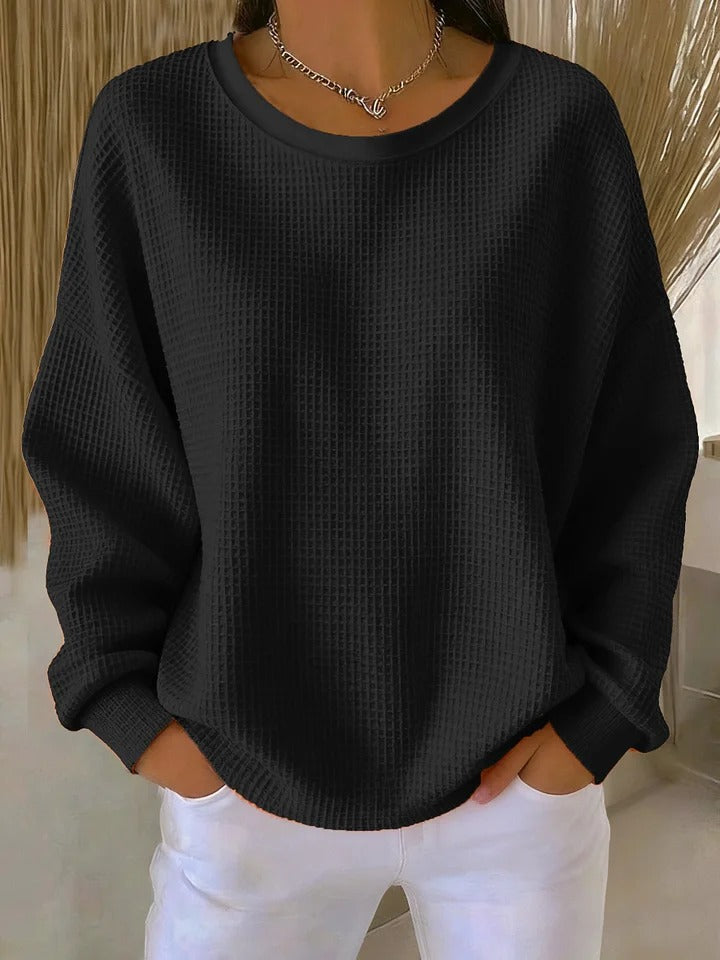Nova | Women's Oversized Waffle Knit Boat Neck Sweater