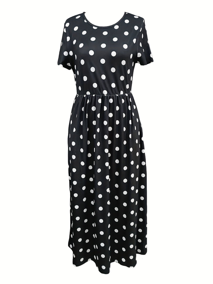 Serean™-Chic Polka Dot Midi Dress