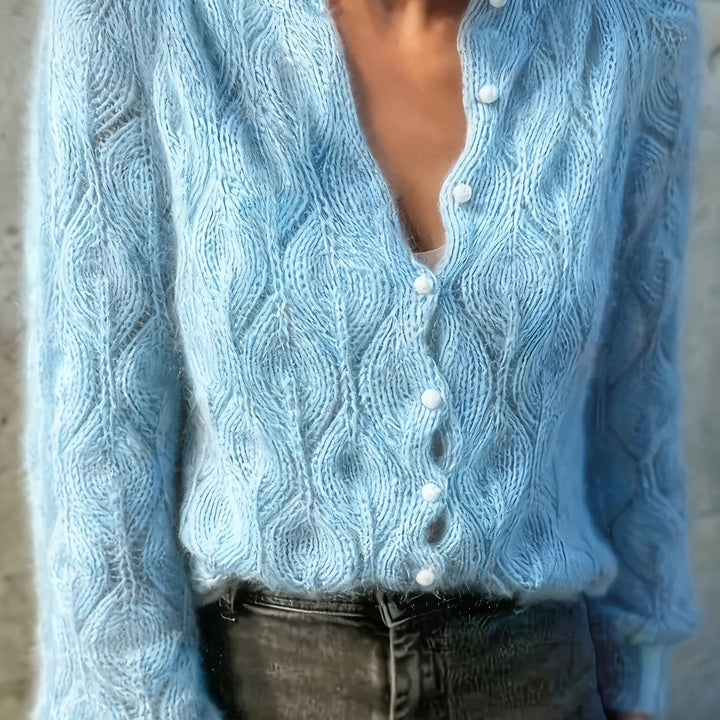 Jolene | Women's Faux Mink Pearl Button Cardigan