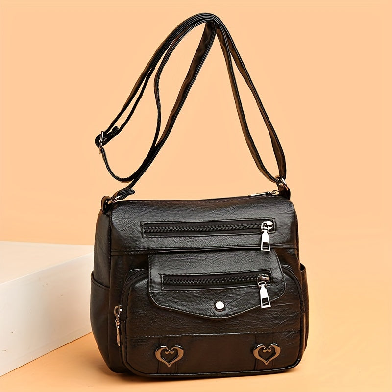 Zoey™ - Chic Heart Charm Crossbody Bag