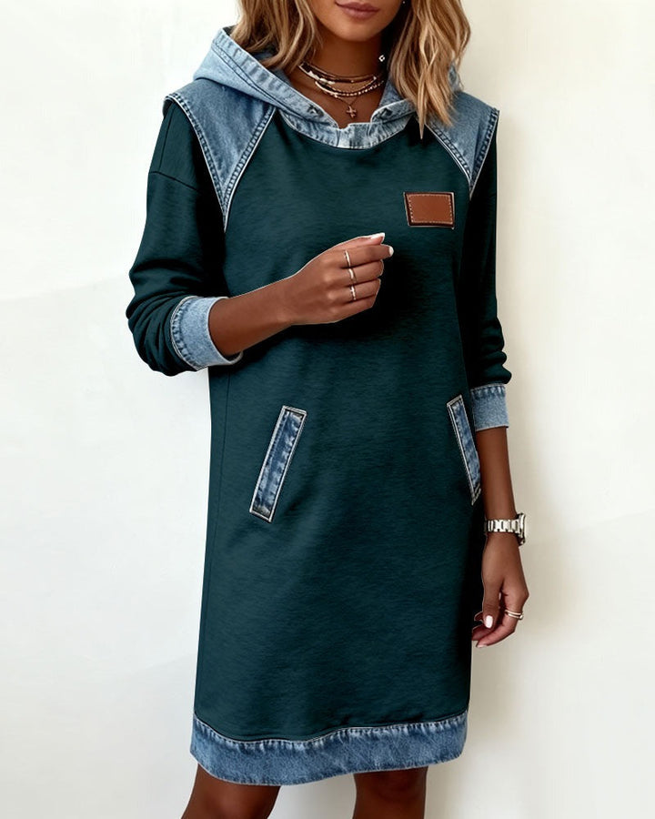 Macey™ Hooded dress with denim inserts