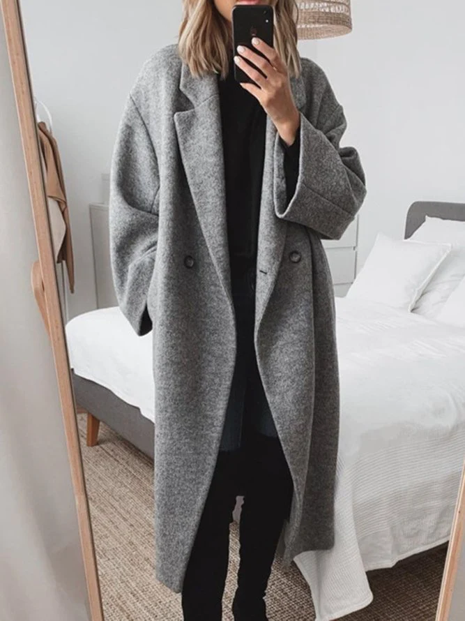 Fiona | Women's Oversized Long Overcoat with Notch Lapel