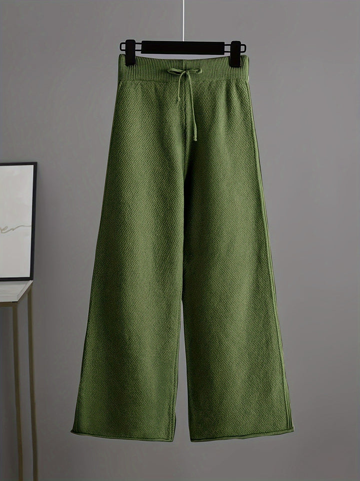 Freya | Women's Ribbed Sweater and Wide-Leg Knitted Pants Set