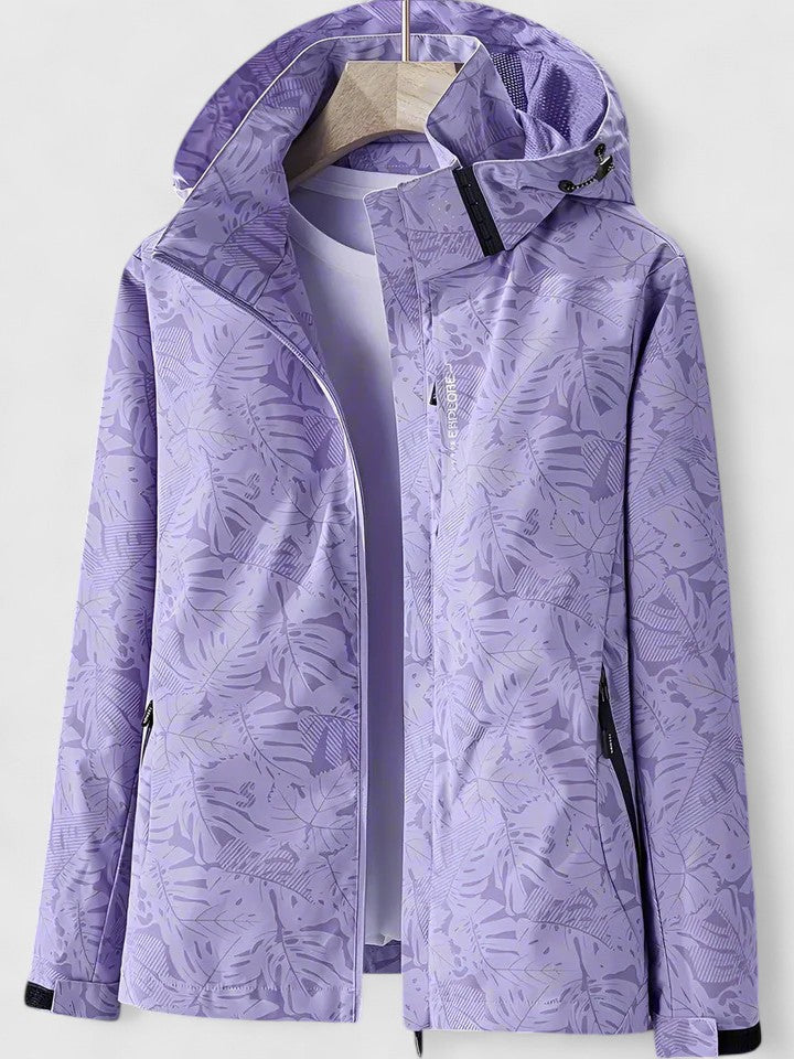 Ivy | Women's Waterproof Hooded Jacket with Tropical Print