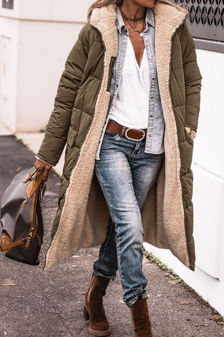 Johna | Women's Reversible Sherpa Longline Puffer Coat