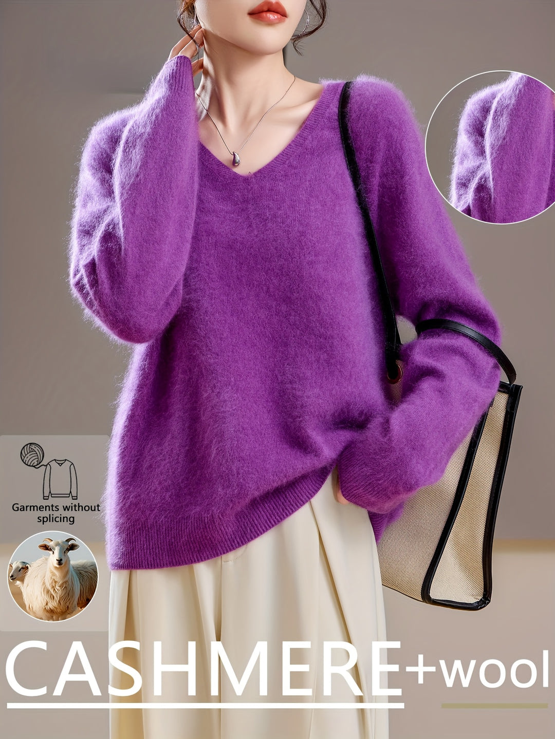 Colette | Women's Cashmere Wool Blend V-Neck Sweater