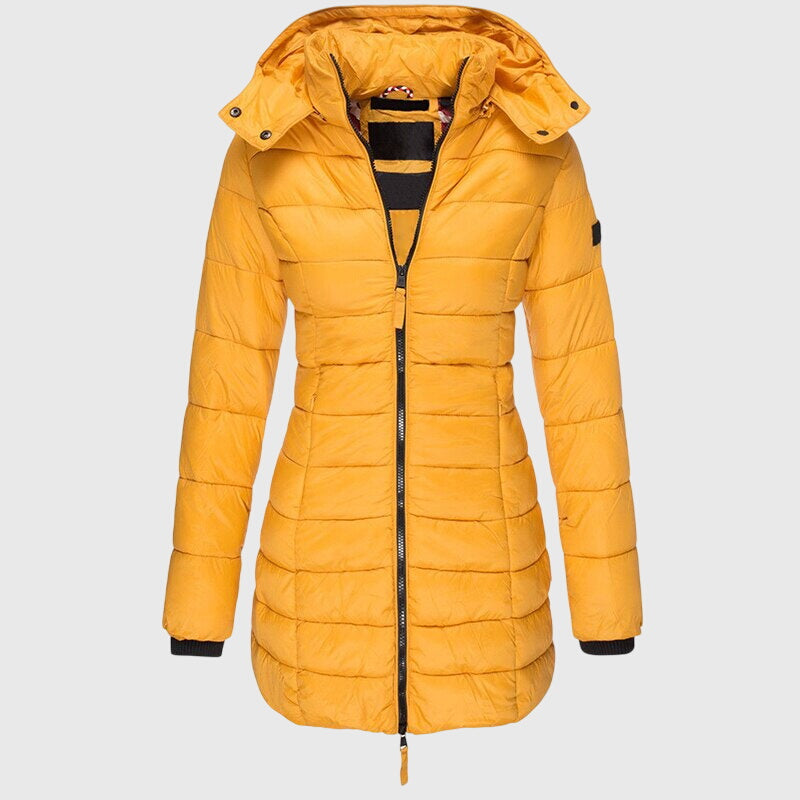 Elise | Women's Long Hooded Down Jacket with Zip Front