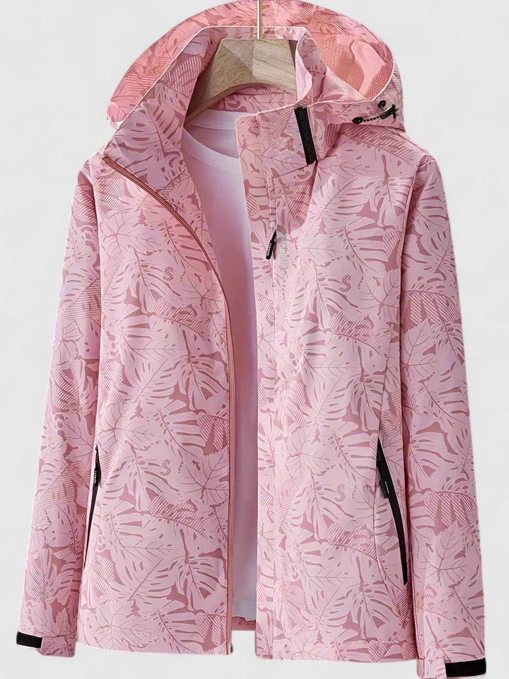 Ivy | Women's Waterproof Hooded Jacket with Tropical Print