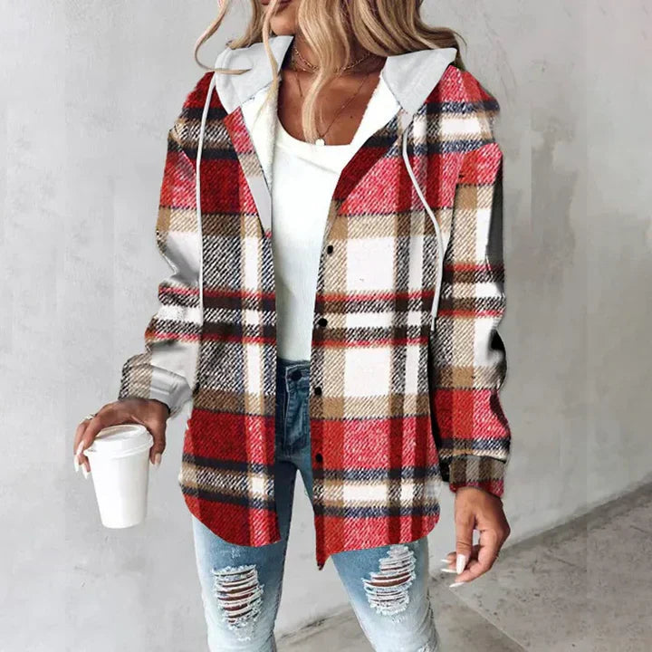 Thistle | Women's Hooded Plaid Checkered Shirt Jacket