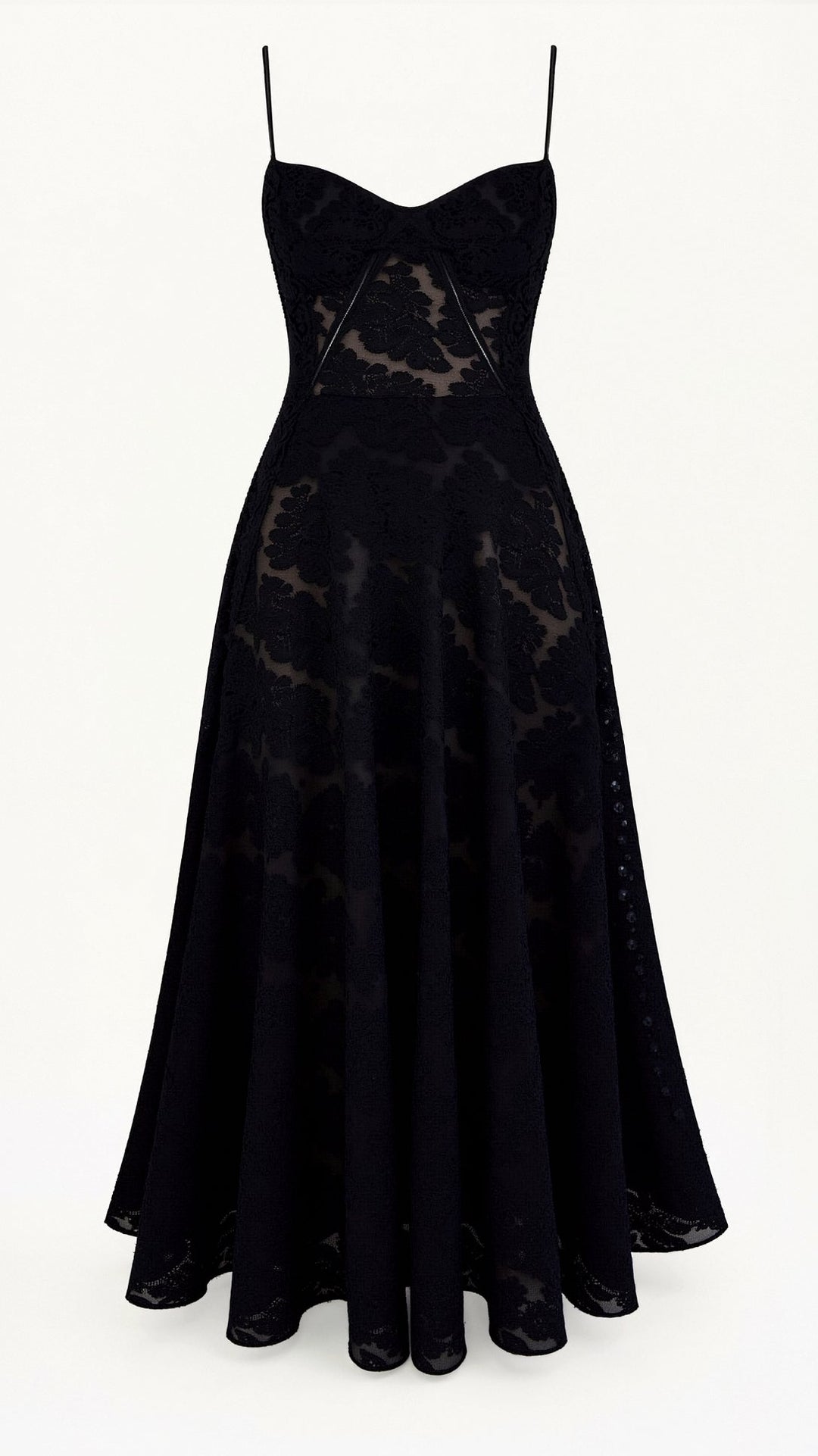 Jacquard Bustier Sweetheart Spaghetti Strap Maxi Dress - Formal Evening Gown
