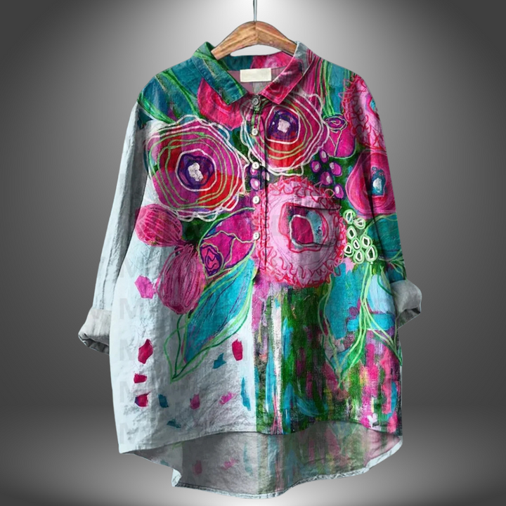 ALLY – HAND-PAINTED FLORAL BLOUSE