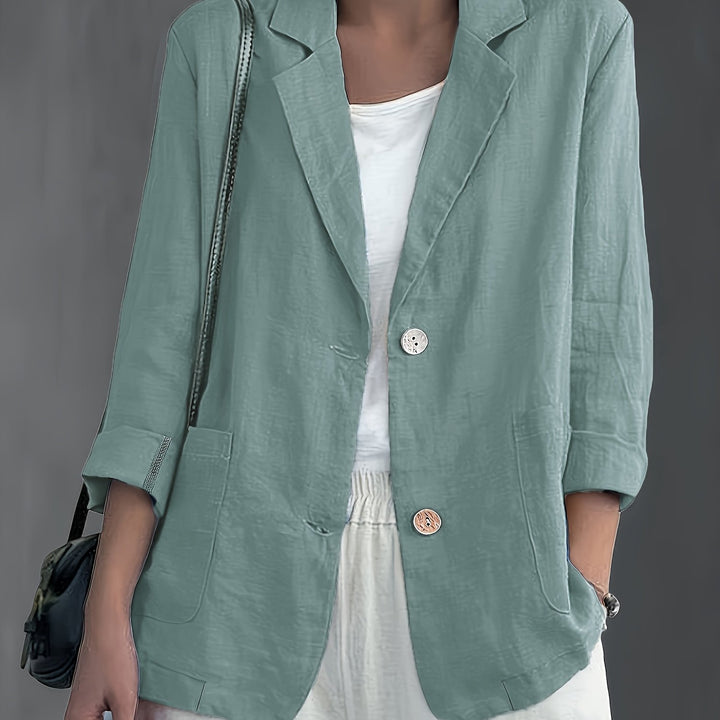 Tailored Linen Blazer with Patch Pockets for Casual Style