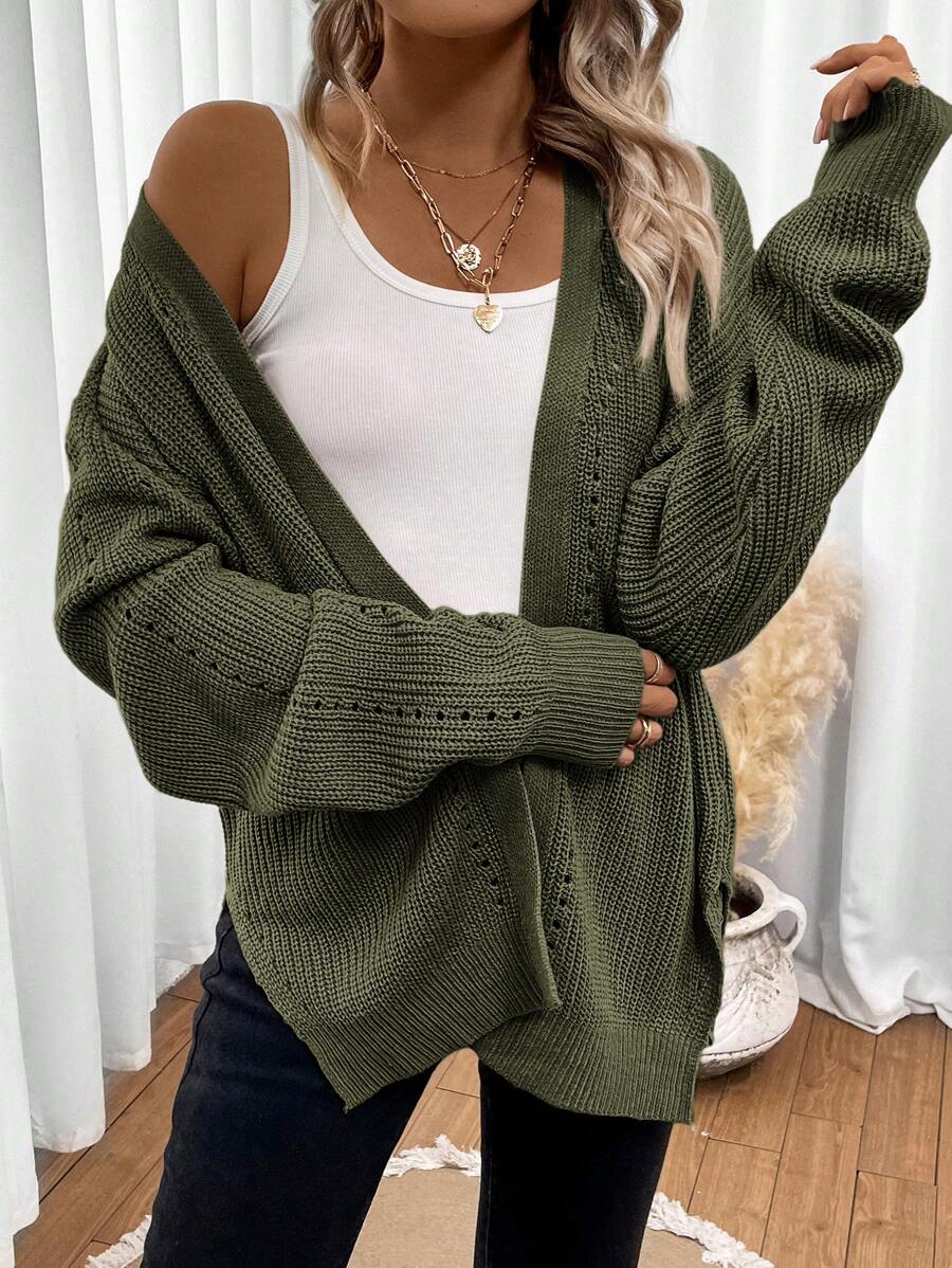 Anneliese | Women's Drop Shoulder Pointelle Knit Cardigan