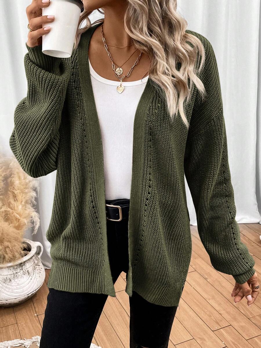 Anneliese | Women's Drop Shoulder Pointelle Knit Cardigan