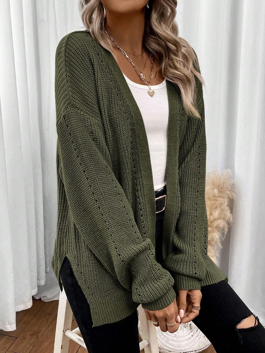 Anneliese | Women's Drop Shoulder Pointelle Knit Cardigan