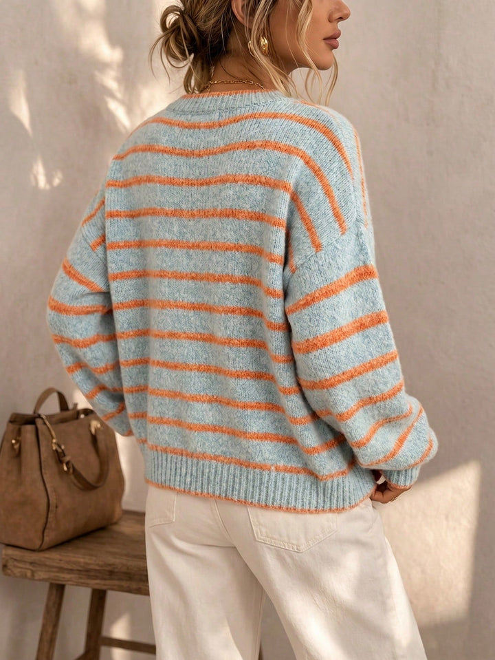 Saoirse | Women's Oversized Striped Knit Cardigan