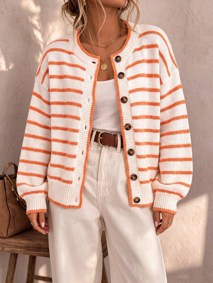 Saoirse | Women's Oversized Striped Knit Cardigan