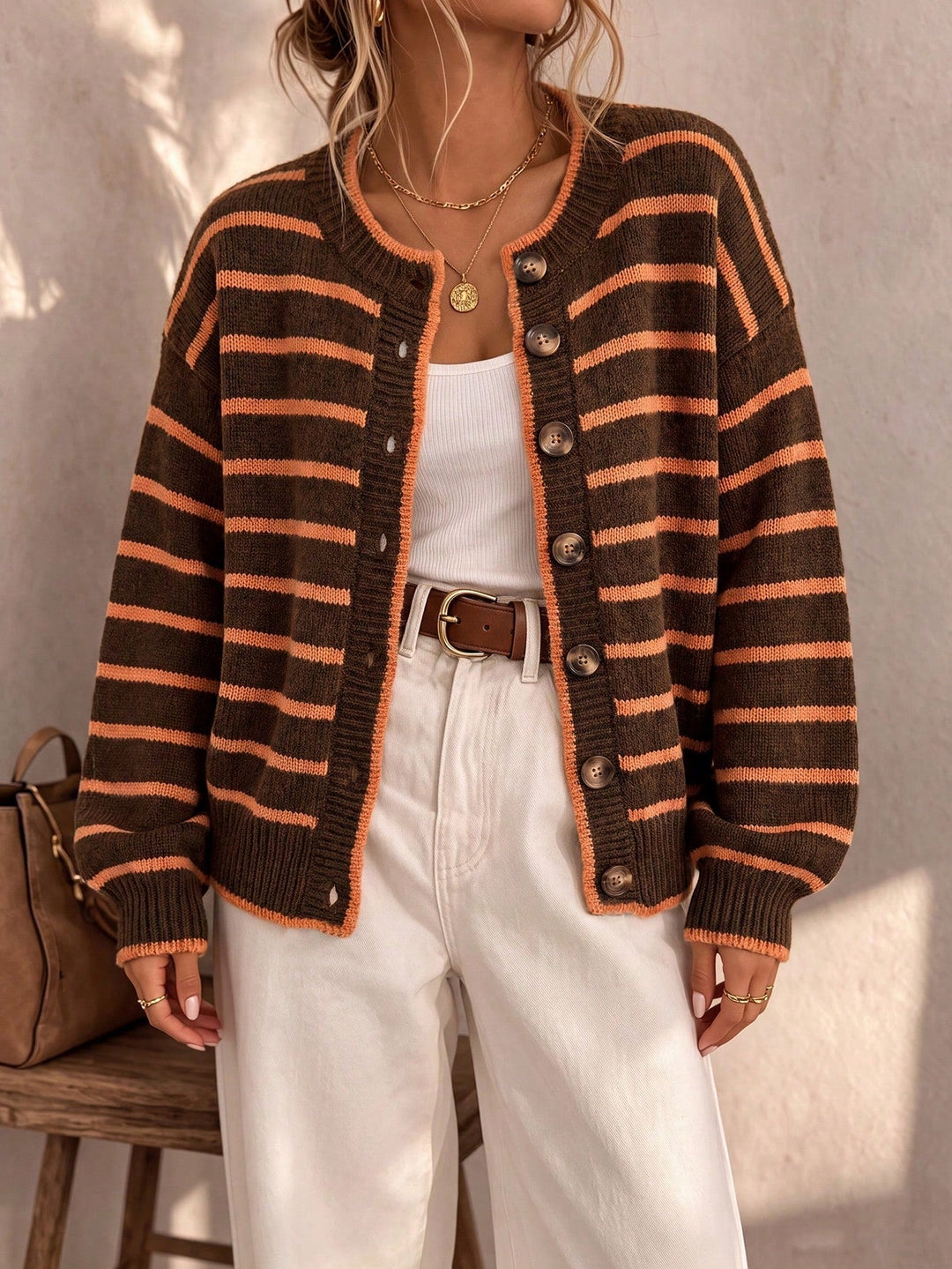 Saoirse | Women's Oversized Striped Knit Cardigan