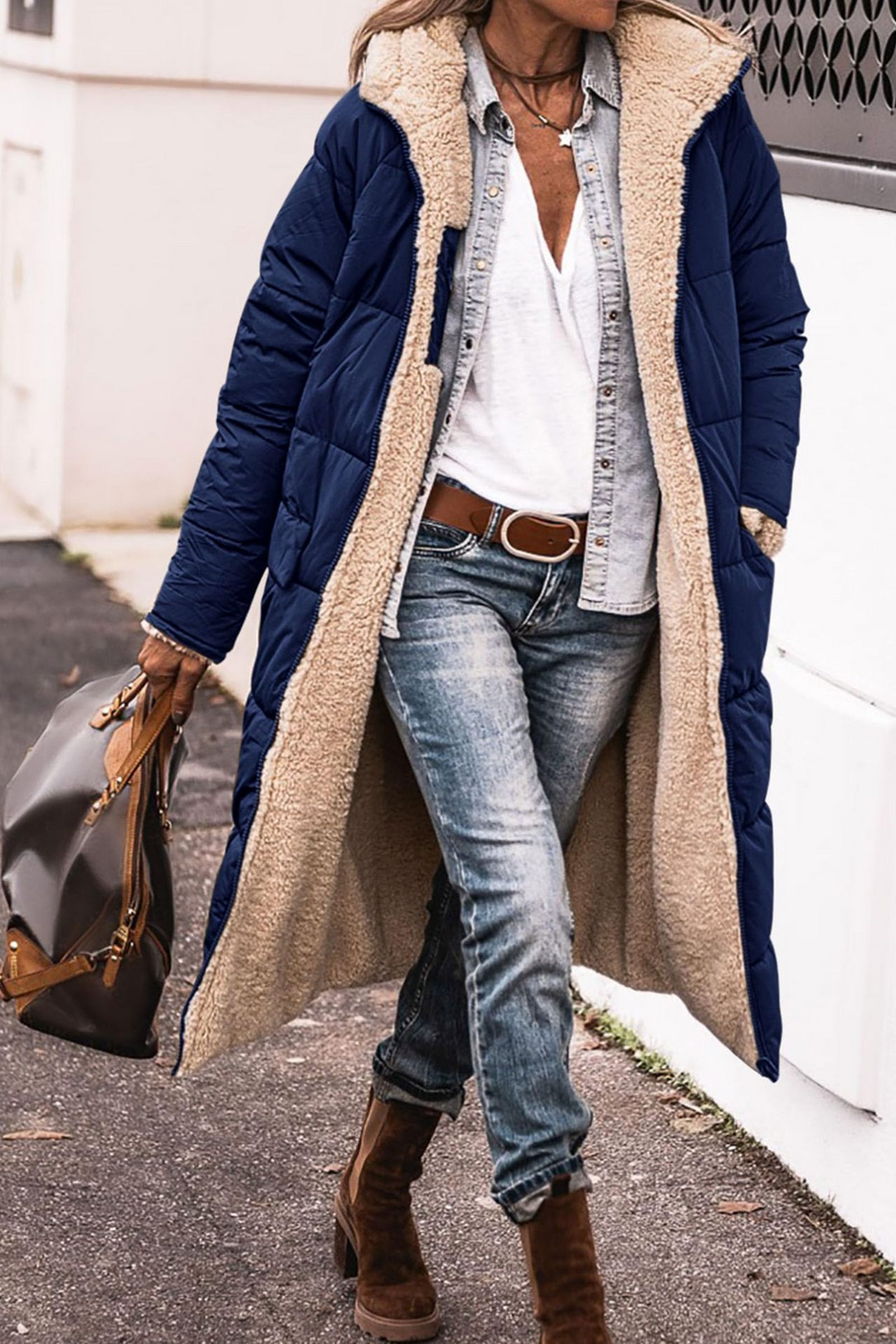 Johna | Women's Reversible Sherpa Longline Puffer Coat