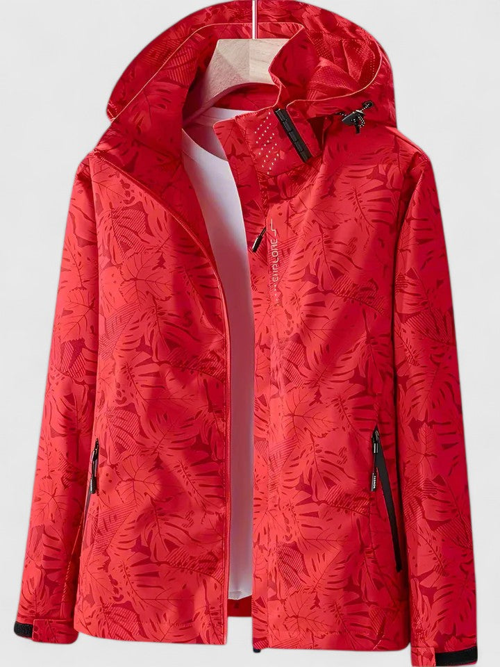 Ivy | Women's Waterproof Hooded Jacket with Tropical Print