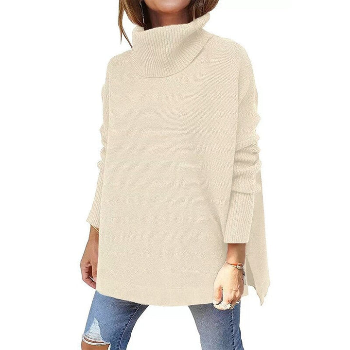 Jessica | Women's Oversized Chunky Turtleneck Sweater with Side Slits