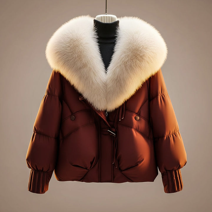 Daisy | Women's Glossy Puffer Jacket with Oversized Faux Fur Collar