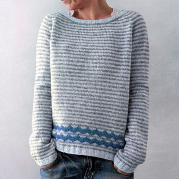 Adeline | Women's Deep V-Neck Ribbed Collar Sweater