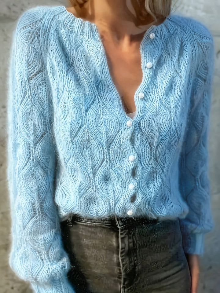 Jolene | Women's Faux Mink Pearl Button Cardigan