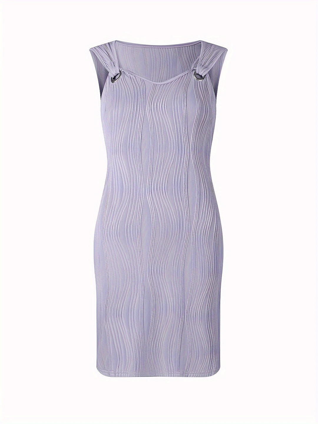 Textured Wave Plisse O-Ring Strap Sleeveless Mini Dress