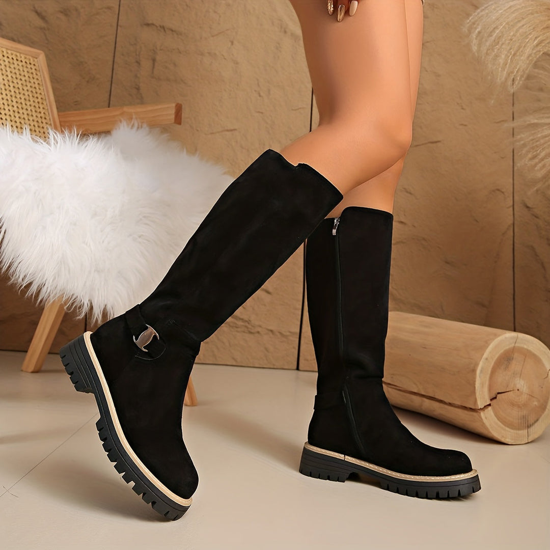 Rosalinde | Women's Chunky Platform Knee-High Combat Boots