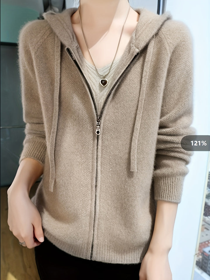 Wren | Women's Hooded Zip-Up Cardigan for Cosy Autumn/Winter Layering
