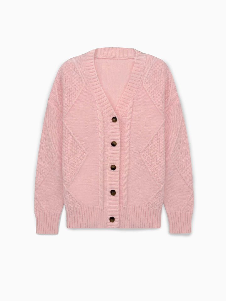 Beatrix | Women's Cable Knit Button-Front V-Neck Cardigan