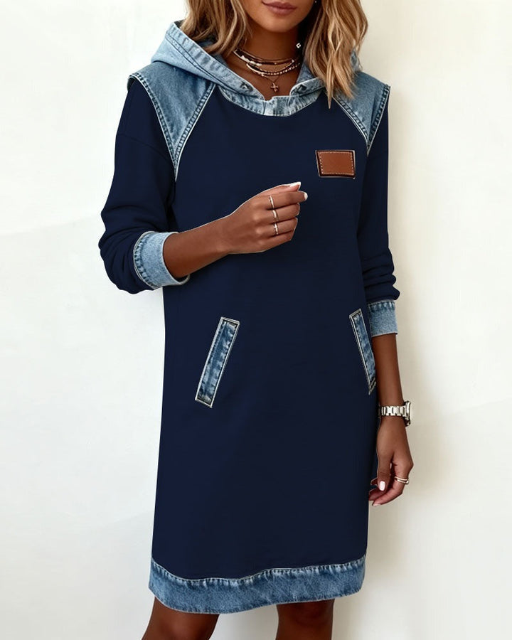 Macey™ Hooded dress with denim inserts