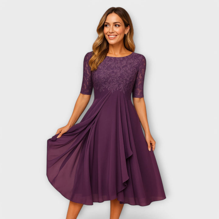 Martha | Midi Dress With Lace Sleeve