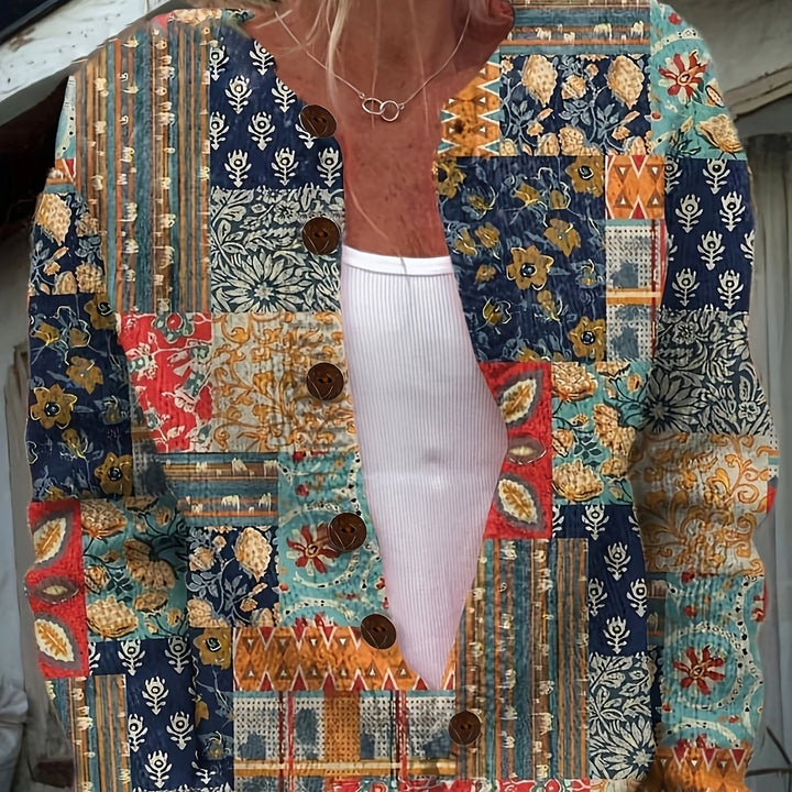 Pauline-Vibrant Patchwork Cardigan