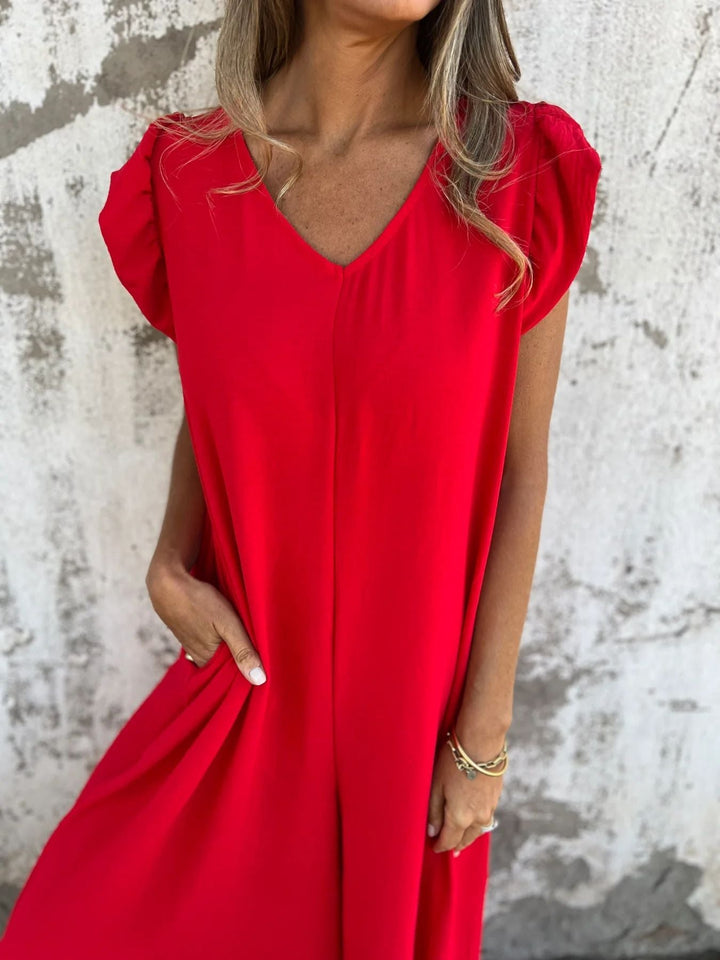 Emma-Leopard Print V-Neck Jumpsuit