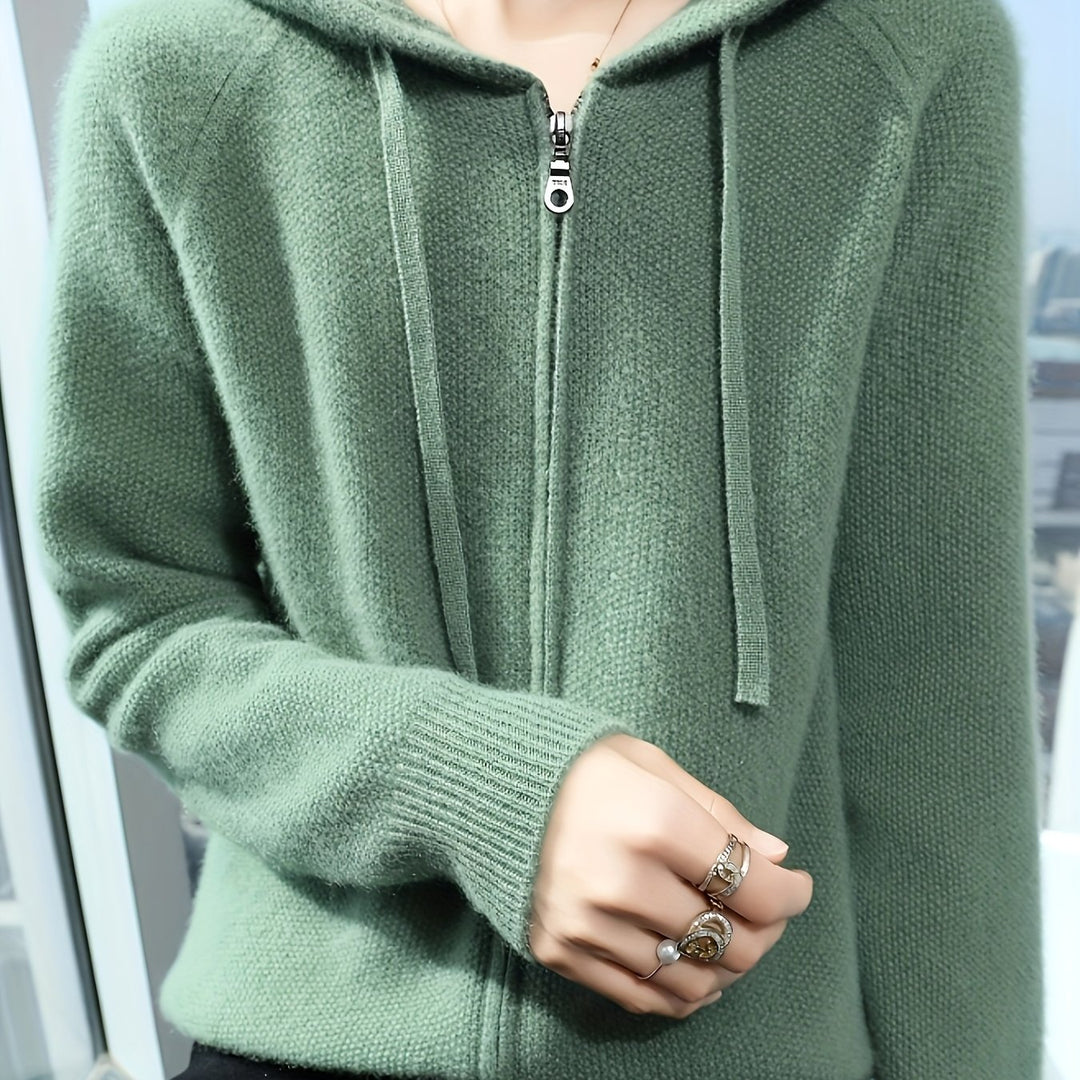 Wren | Women's Hooded Zip-Up Cardigan for Cosy Autumn/Winter Layering
