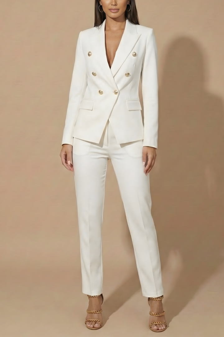 Double Breasted Gold Button Blazer & Tailored Trouser Two Piece Suit