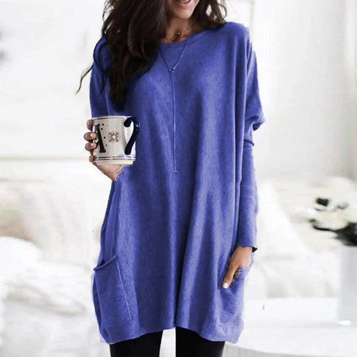 Clementine | Women's Oversized Long Sleeve Crew Neck Tunic Sweater