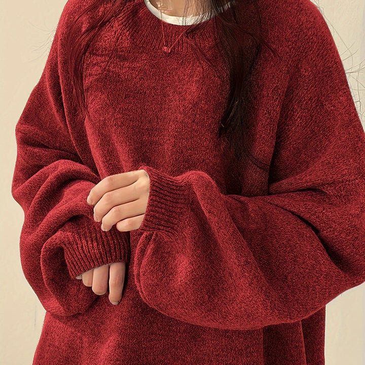 Marigold | Women's Oversized Crew Neck Sweater with Balloon Sleeves